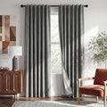 RYB HOME Grey 100% Blackout Linen Curtains 78 inch Long, Thermal Insulated & by RYBHOME