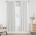 Off White 100% Blackout Linen Curtains 72 Inch Length 2 Panels Set by Guken