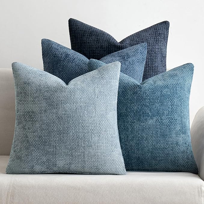 MIULEE Pack of 4 Couch Throw Pillow Covers 24x24 Inch Neutral Blue Soft by MIULEE