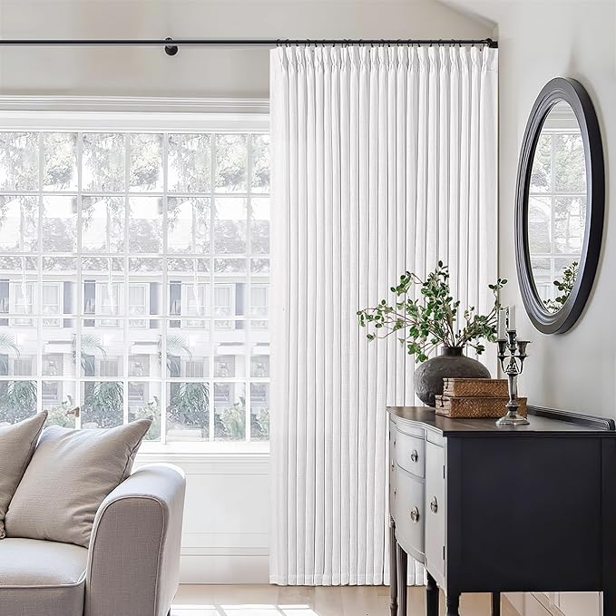 Snow White Pinch Pleat Semi Sheer Linen Curtains W70xL108 1 Panel | Light by Twodrapes