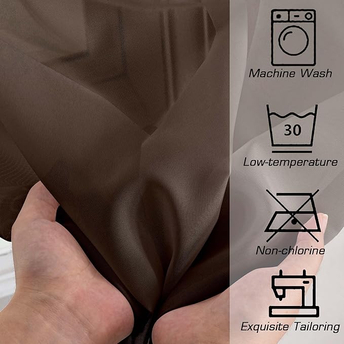 OWENIE Sheer Curtains, Chocolate Sheer Curtains 78 inch Length 2 Panels Set - Image 8