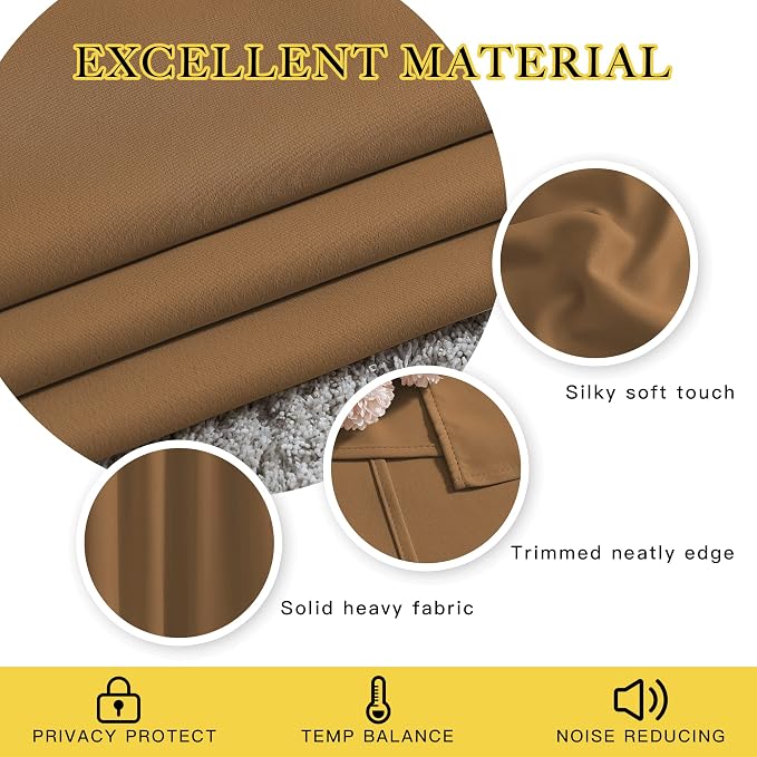 NICETOWN Gold Brown Curtains 2 Panels 84 inches Long - Image 4
