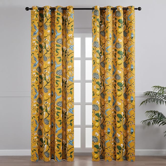 Topfinel 102 Inches Long Mustard Yellow Luxury Curtains - Image 2