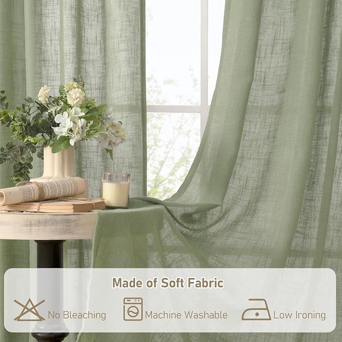 Semi Sheer Linen Curtains 36 Inch Length - Image 8