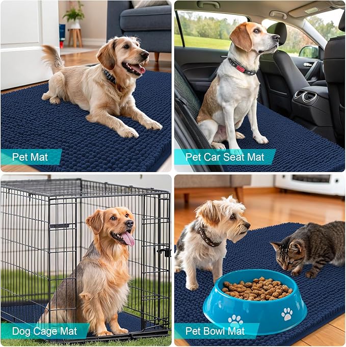 OLANLY Dog Door Mat for Muddy Paws 40x24, Super Absorbent Chenille Mud Mat | - Image 7