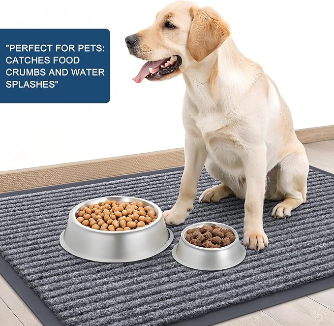 OLANLY 2-Pack Front Door Mats 35x23, Waterproof Heavy-Duty Doormats | Light Gray - Image 6