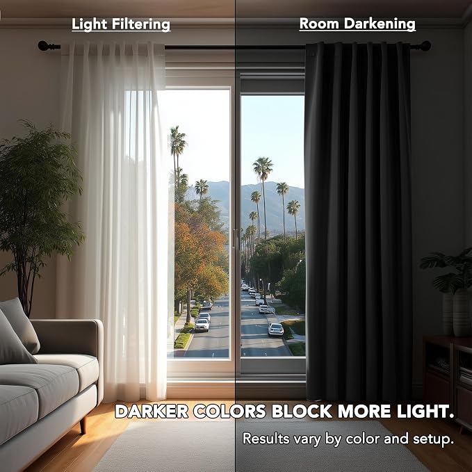 Deconovo Blackout Curtains, Thermal Insulated, W38 x L45 2 Panels, Back Tab - Image 3