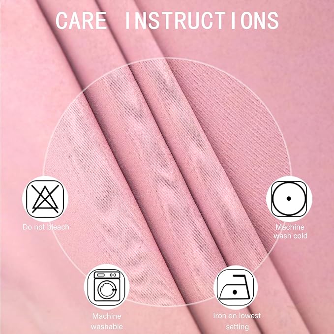 Pink Blackout Curtains 66 x 63 Inch Length/Set of 2 Curtain Panels/Thermal - Image 4