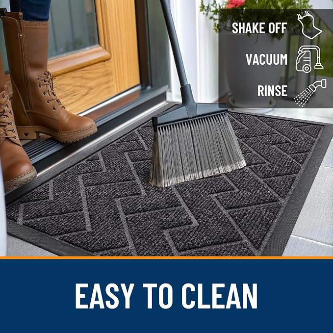 OLANLY Front Door Mat Outside 29.5x17, All-Season Absorbent Rubber Doormat | - Image 6