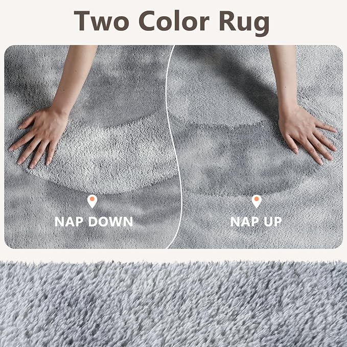 2x3 Tie-dye Light Grey Area Rug Washable Non-Slip - Image 9