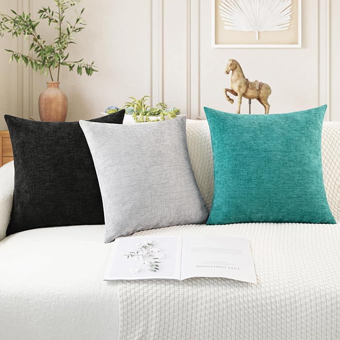 CaliTime Decorative Couch Throw Pillow Covers 16 X 16 Inches Black | Pack of 2 - Image 5