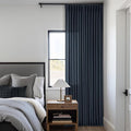 Navy Blue 80 Inch Pinch Pleated Linen Curtains 2 Panels Set | Light Filtering by Twodrapes