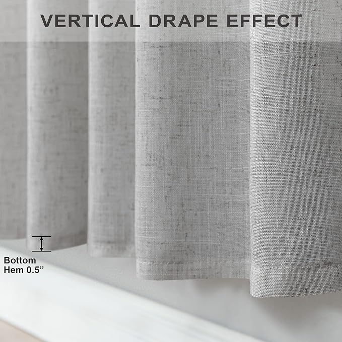 Gray Curtains 38 Inch Wide for Bedroom 2 Panel Set Back Tab Rod Pocket Semi - Image 7