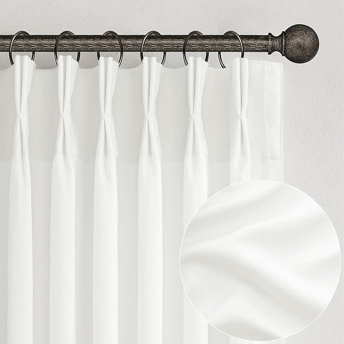 Pinch Pleated Sheer Pure White Curtains 90 Inches Long by PleatedDrapes