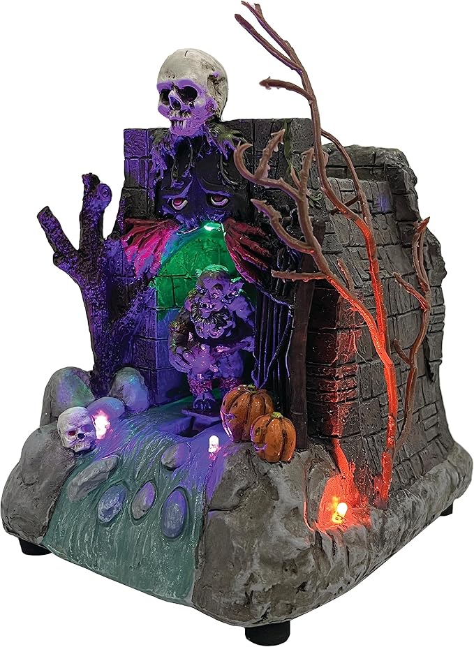 Animated Drainpipe Ghoul Halloween Figurine | Spooky Town Collection Accessories with Multi-Color LED, Motion and Sound for Halloween Decorations | 8.66 Inch