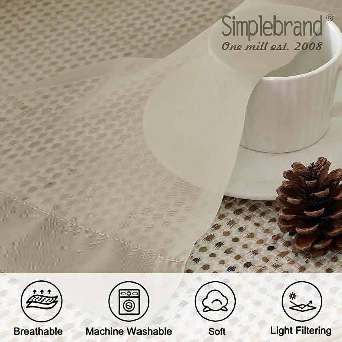 Simplebrand Taupe Sheer Curtains 72 Inches Long 2 Panels, Light Filtering Rod - Image 7