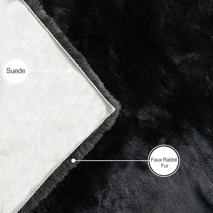 ORINOVA Black Fluffy Rug 5x7 Area Rugs - Image 6