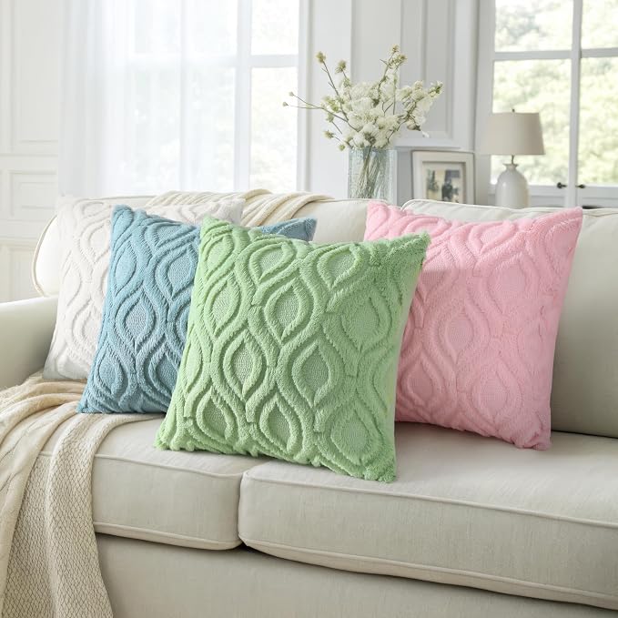 decorUhome Summer Throw Pillow Covers 24x24 Inch Set of 2, Soft Plush Faux Wool - Image 5