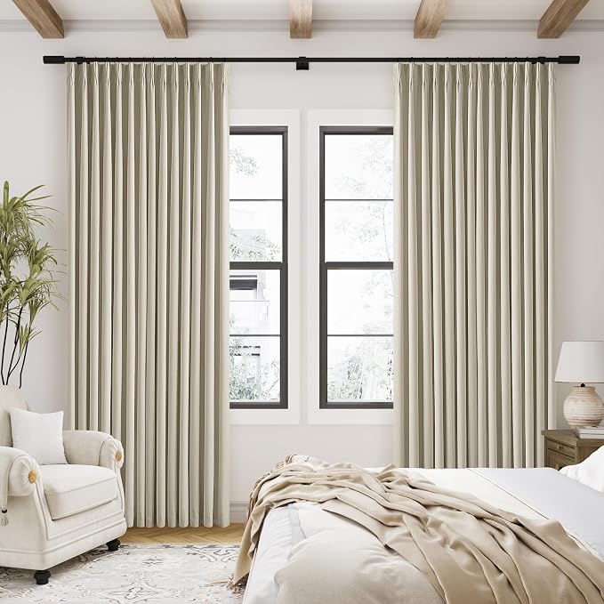 Burlywood Birch 100% Blackout Pinch Pleated Linen Curtains 86 Inches Long | - Image 7