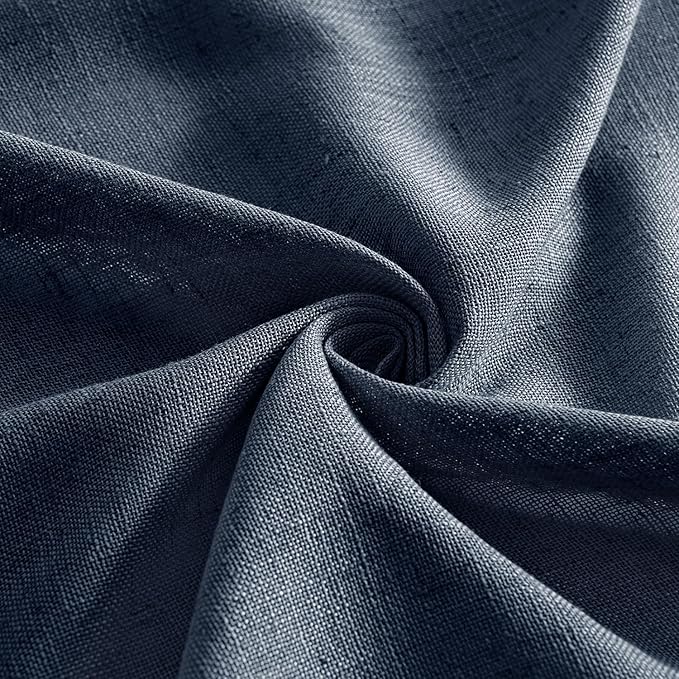MIULEE Navy Blue Linen Curtains 72 Inch Length 2 Panels - Image 8