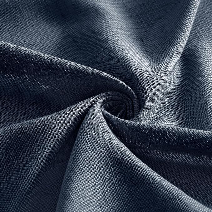MIULEE Navy Blue Linen Curtains 63 Inch Length 2 Panels - Image 8