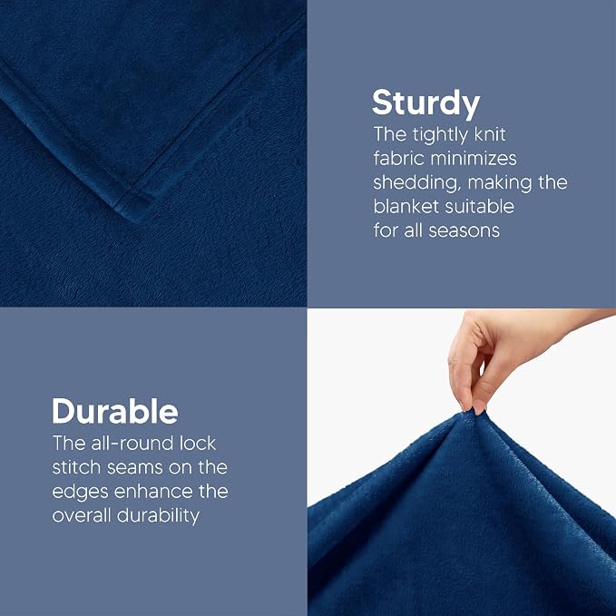 Utopia Bedding Fleece Blanket Throw XL Size Navy 300GSM Luxury Anti-Static - Image 4