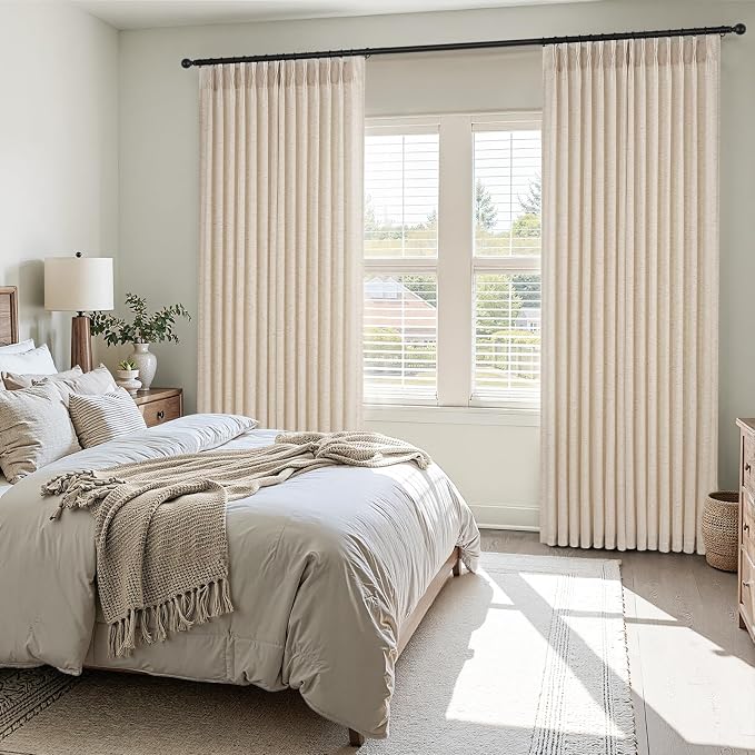 Topfinel 108 Inch Pinch Pleated Curtains 2 Panels, Sand Beige Semi Sheer - Image 8