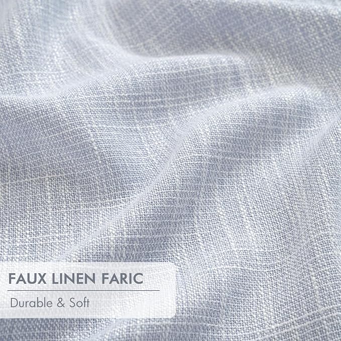 MIULEE Chambray Blue Pinch Pleated 100% Blackout Curtains 40x90 Inches | Room - Image 6