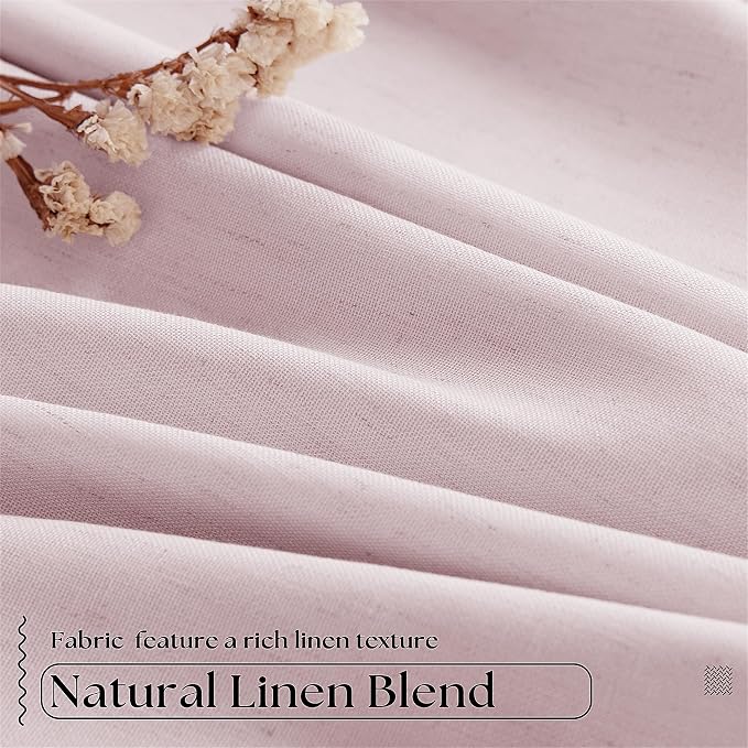 Light Pink Linen 100% Black Out 120 Inch Curtains - Image 5