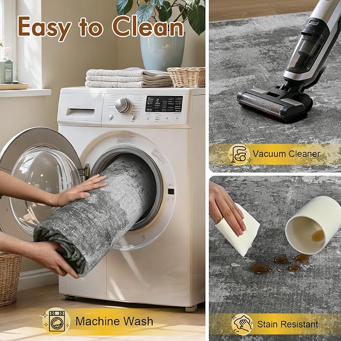 2x6 Ft Washable Runner Rug, Non-Slip Low Pile Hallway Kitchen Area Rug - Image 7