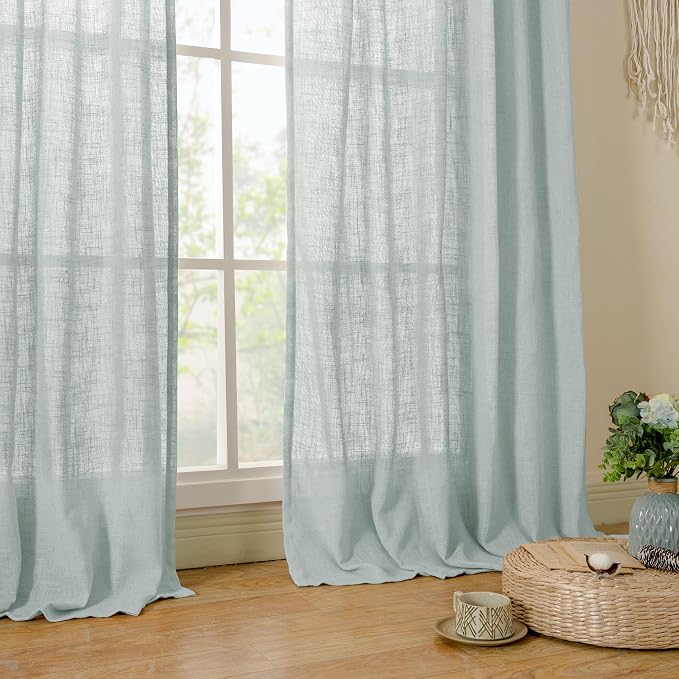 Linen Blended Curtains for Bedroom, 52 x 72 Inch, Light Filtering Drapes - Image 9