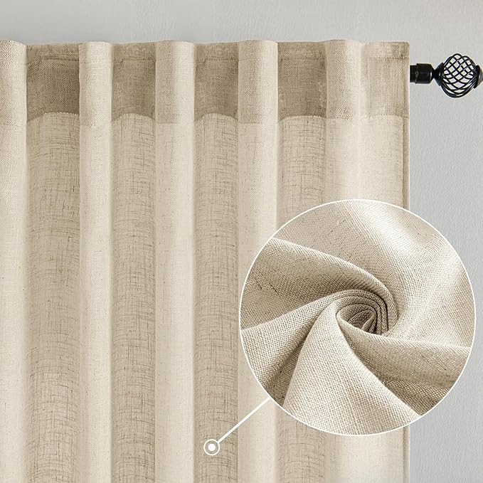 MIULEE Linen Curtains 52x96 Inch Length 2 Panels - Image 2