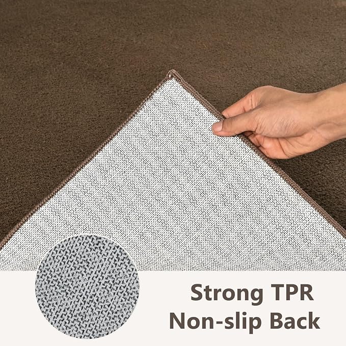 3x5 Beige Brown Solid Area Rug Washable Non-Slip Soft - Image 6