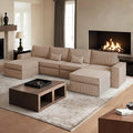 HOOOWOOO Modular Sectional Couch Sofa,128X61 U L Shaped Oversized Couch Sets Free Combination,6 Pieces Extra Deep Sofa with Ottomans for Living Room(Camel Corduroy)