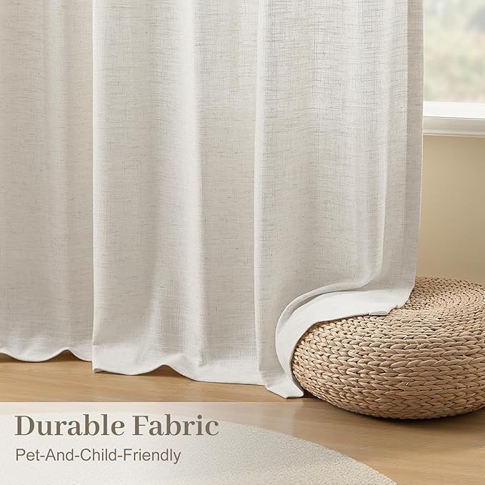 IVAPUPU Pinch Pleated Linen Curtains 102 Inches Long 2 Panels - Image 5
