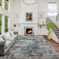 5x7 Area Rugs for Living Room: Washable Abstract Black Badroom Carpet | by GENTDRIZZ