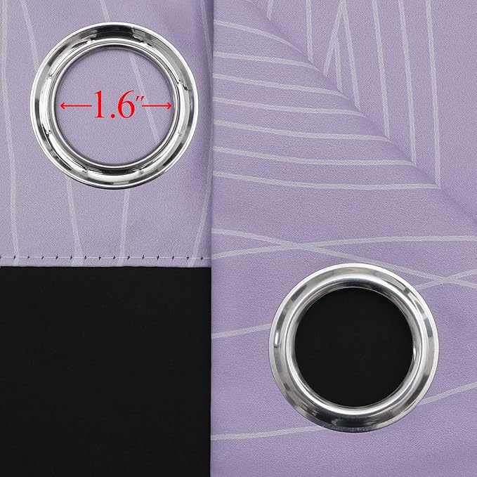Estelar Textiler Lilac and Greyish White Blackout Curtains 96 Inches Long - Image 7