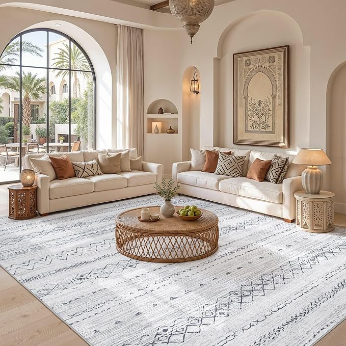 cotiled 6x9 Area Rugs for Living Room: Boho Washable Rug for Dining Room | - Image 5