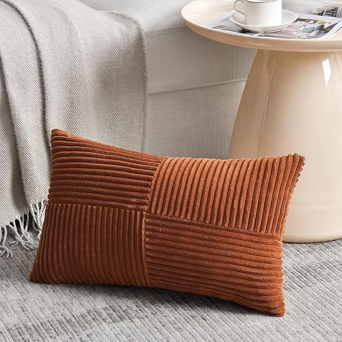 Fancy Homi 2 Packs Rust Lumbar Decorative Throw Pillow Covers 14x24 Inch - Image 2