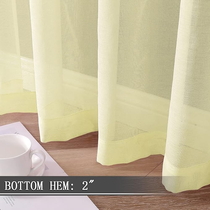 Tollpiz Short Sheer Tier Curtains Linen Textured Half Kitchen Curtain Sheers - Image 4