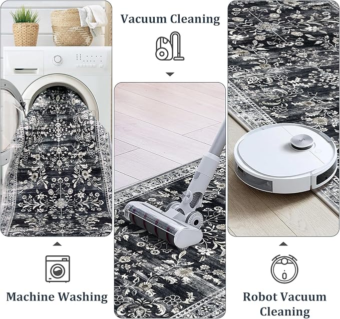 Yamaziot Washable Runner Rug 2x12 – Non Slip Boho Floral Hallway Runner Rug - Image 4