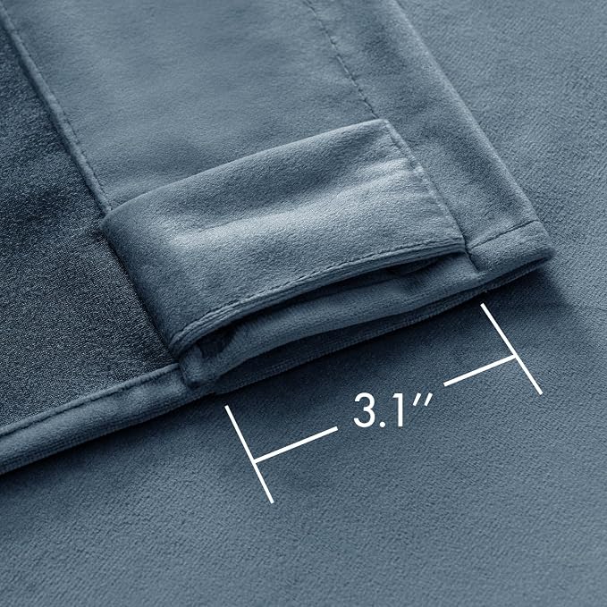MIULEE Velvet Curtains 52x108 inches 2 Panels Stone Blue Blackout Curtains | - Image 3