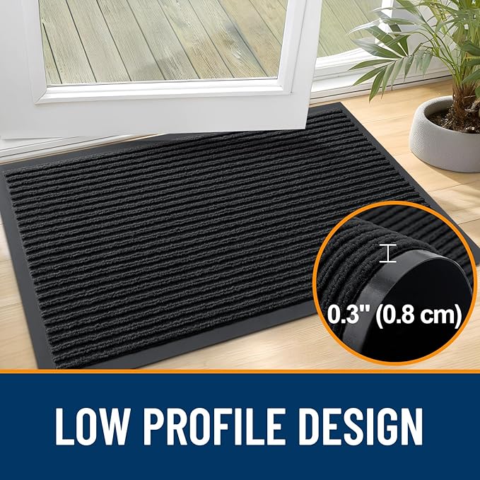 OLANLY 2-Pack Front Door Mats 47x32, Waterproof Heavy-Duty Doormats | Black - Image 4