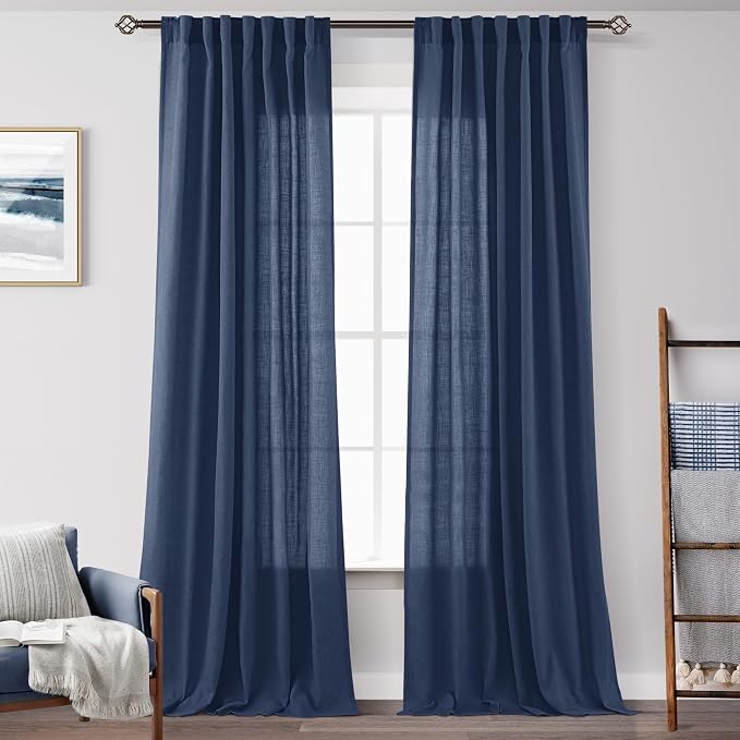 Navy Blue Curtains 120 inch Length by Jolilight