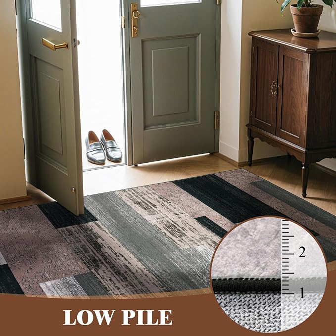 10x12 Washable Area Rugs for Living Room and Bedroom, Vintage Checkered Pattern - Image 8