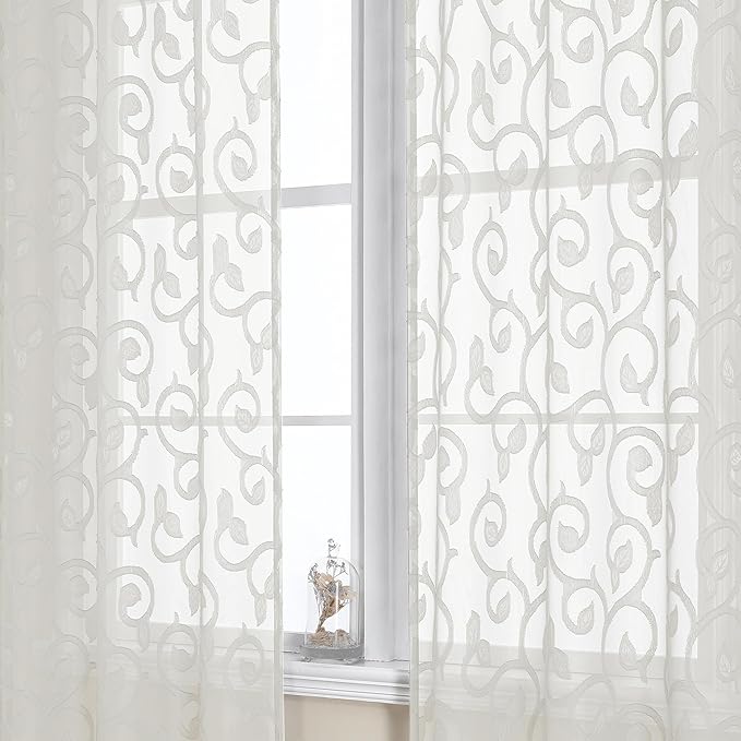 Furman Sheer Curtains 72 inches Long 2 Panels Set, Light Filtering Top Rod by OWENIE