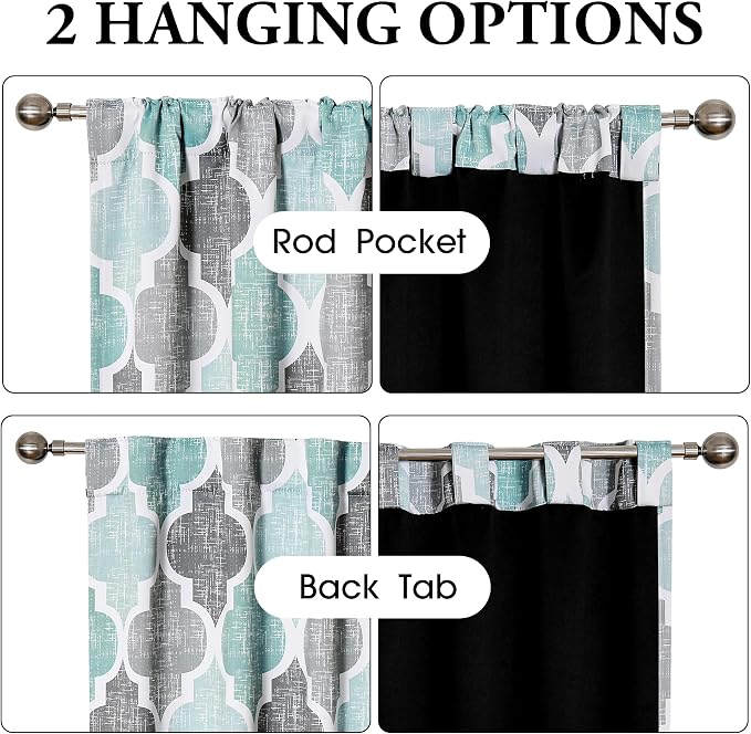 Beauoop 100% Blackout Curtains 96 Inches Long 2 Panels - Image 2