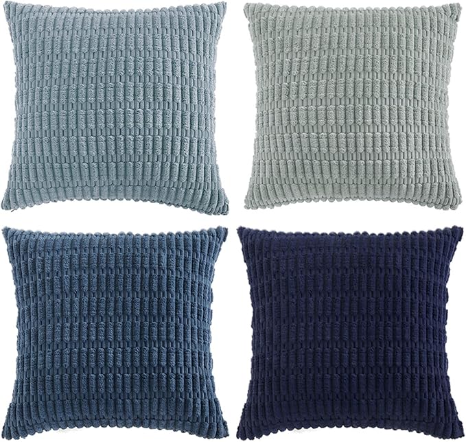 Fancy Homi Set of 4 Blue Decorative Throw Pillow Covers 14x14 Inch - Image 9