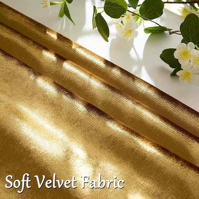 GIGIZAZA Gold Velvet Decorative Throw Pillow Covers 24x24 - Image 3