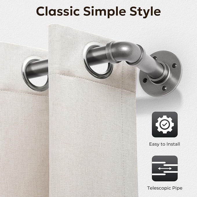 Zeerobee Curtain Rods for Windows 32 to 48, 1 Inch Industrial Wrap Around Grey - Image 9